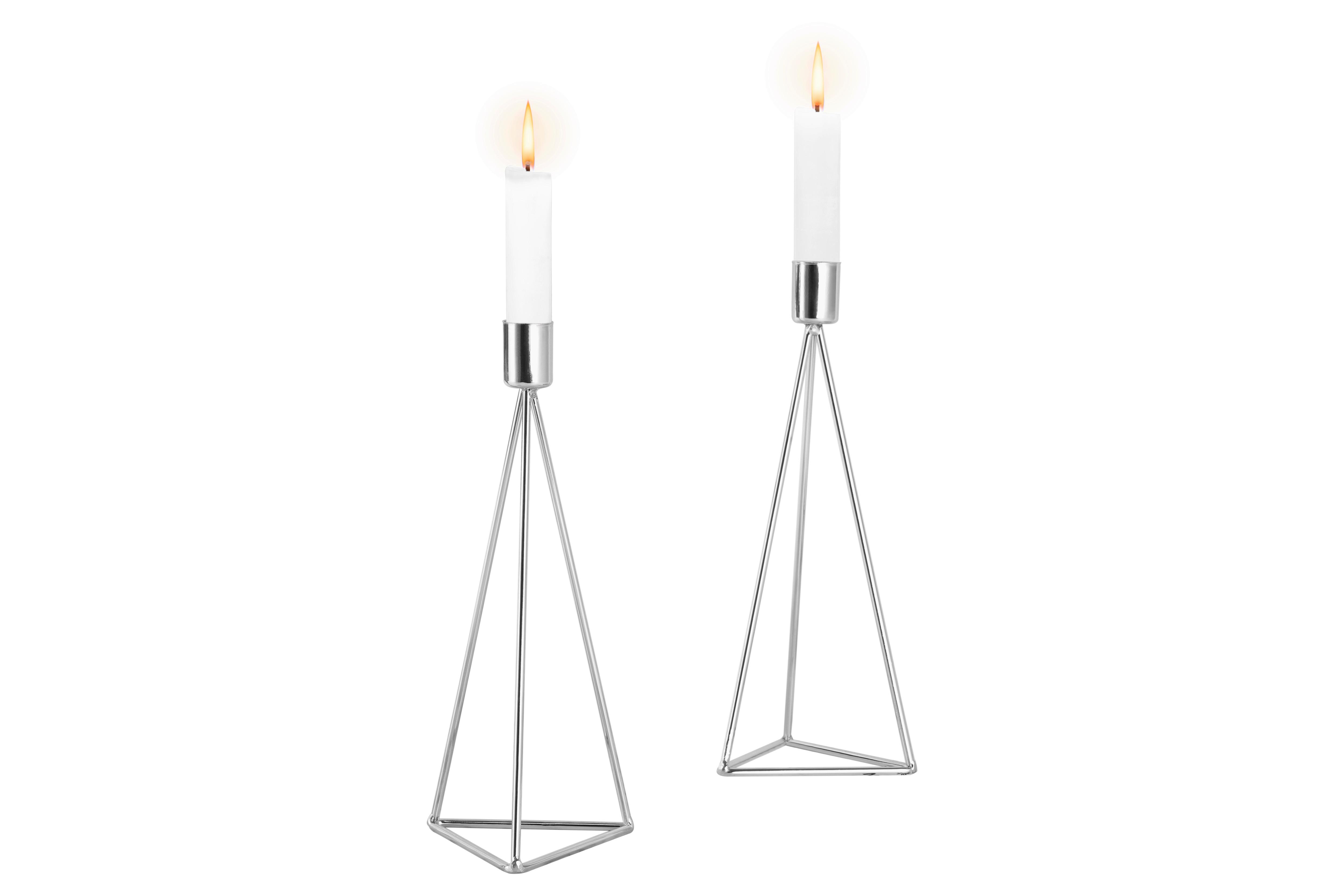 Kerzenhalter-Set Silberfarben 2-teilig - Silberfarben, Basics, Metall (9,5/24,2cm) - Echtwerk