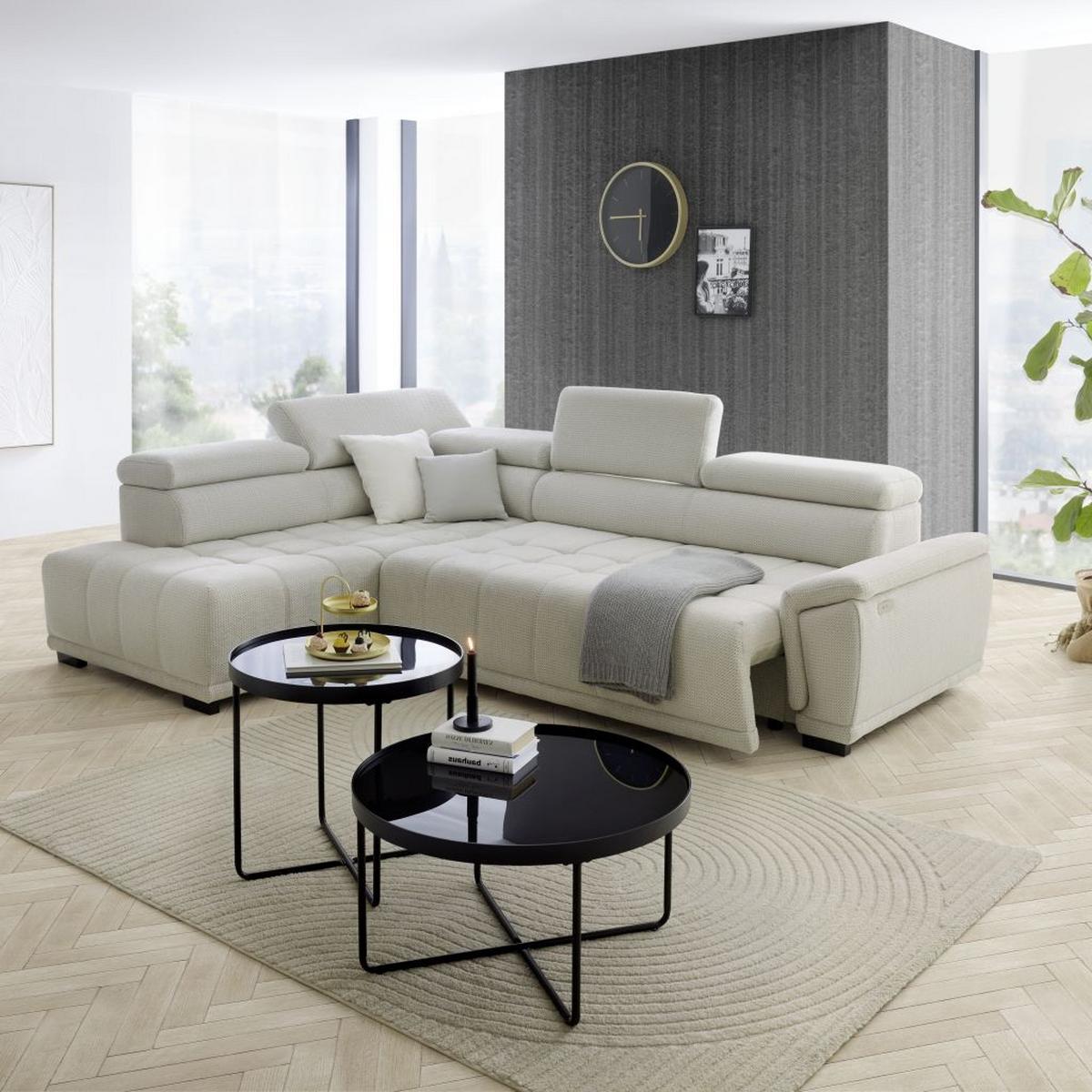 Kutna Garnitura Gremio - sivo-bijela/crna, Moderno, tekstil/plastika (206/283cm) - Modern Living