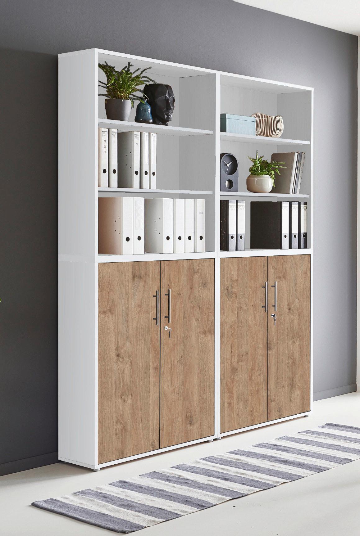 Aktenschrank Office Edition Sw Set 11 Weiß/Eichefarben - Eichefarben/Weiß, MODERN, Holzwerkstoff (168,8/227,2/33cm) - MID.YOU