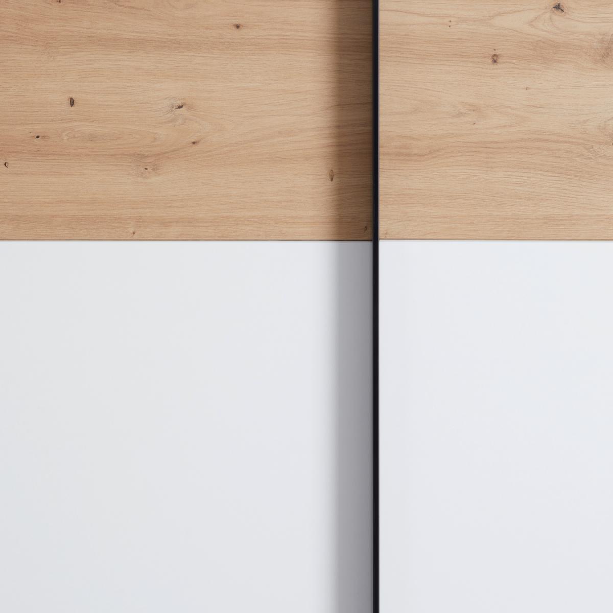 Schwebetürenschrank in Eichefarben - Weiss/Schwarz, Konventionell, Holzwerkstoff/Kunststoff (220,1/210,5/61,2cm) - Mömax