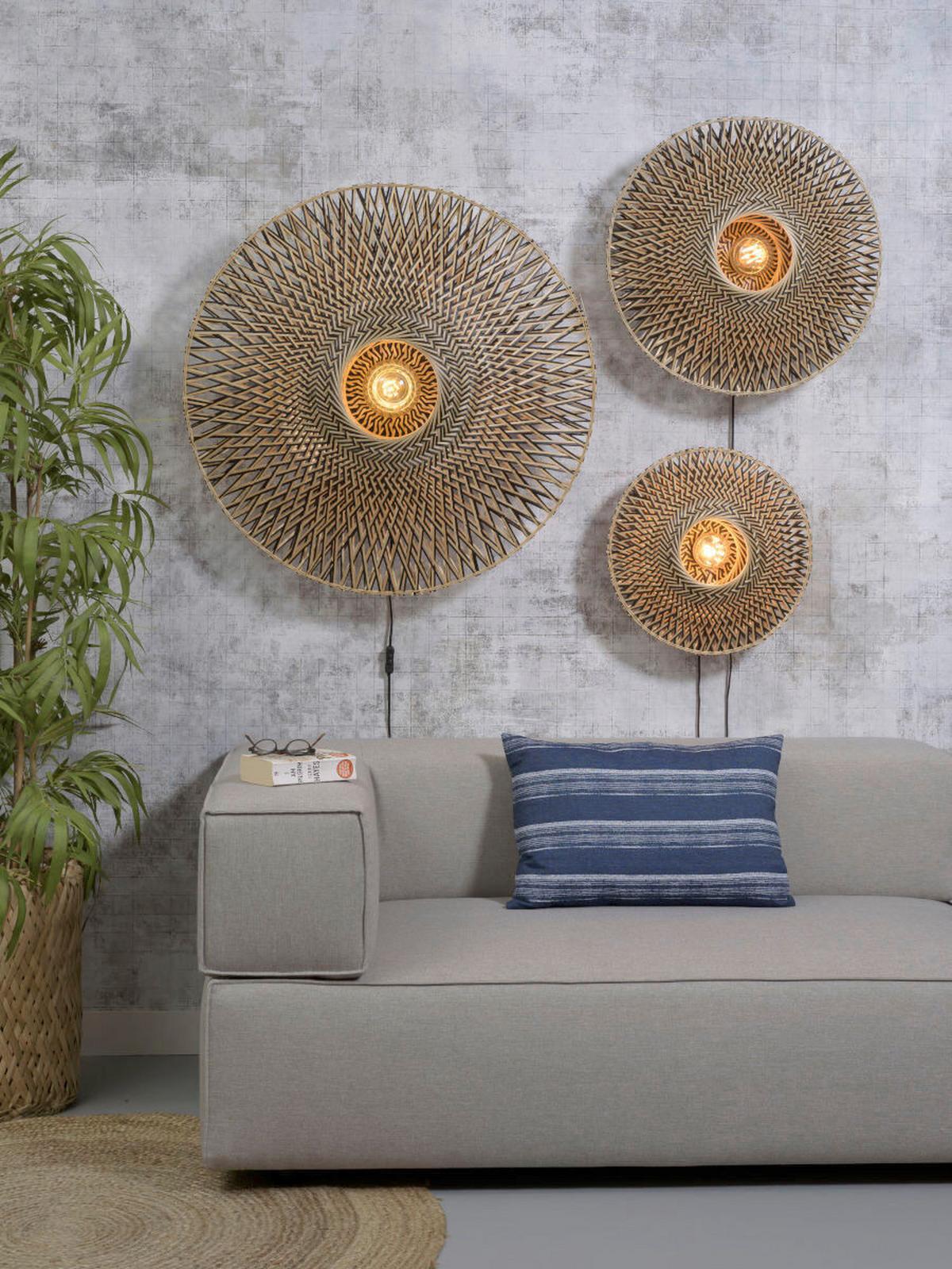 Stenska Svetilka Bali - svetlo rjava/črna, Design, kovina/naravni materiali (60/15cm) - Good & Mojo