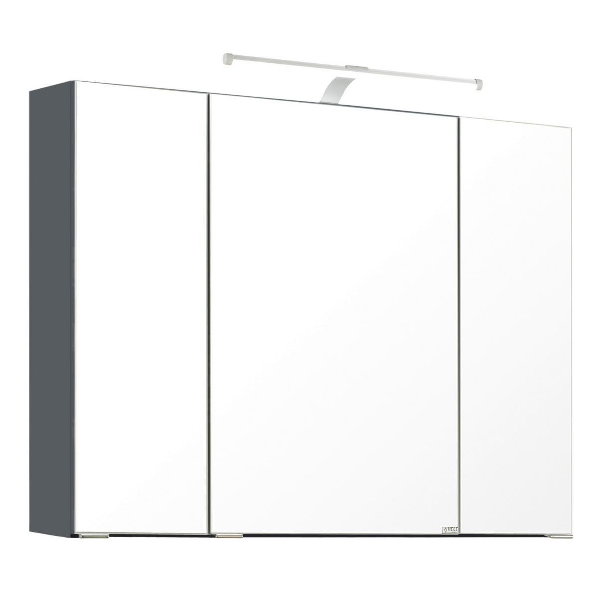 Badezimmer Cardiff ca. 80 cm Grau mit LED - Weiß/Grau, Design, Holzwerkstoff/Stein (80cm) - Held