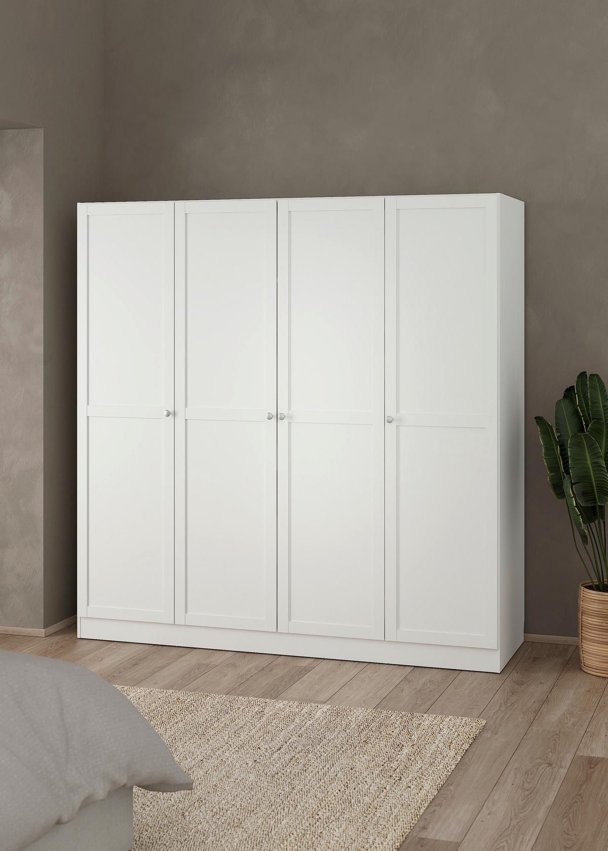 SZAFA UCHYLNA BILLUND - kolor srebrny/biały, Modern, materiał drewnopochodny/metal (195,5/200/61,7cm) - MID.YOU