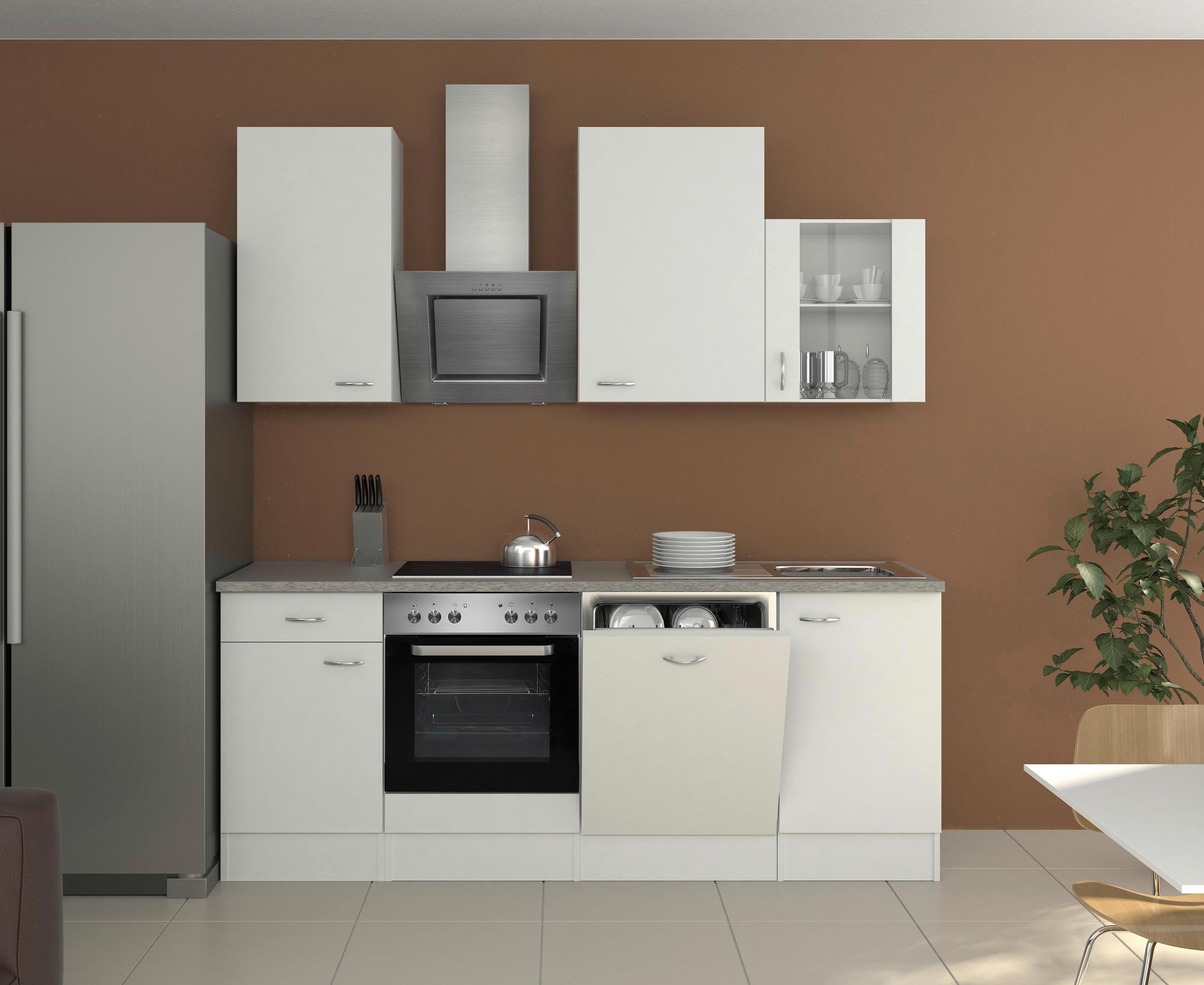 Kuhinjski Blok Z Aparati Wito, Bela - barve nerjavečega jekla/bela, Moderno, umetna masa/steklo (220cm) - FlexWell