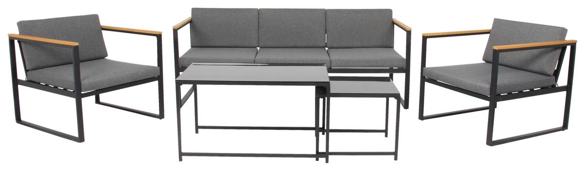 Loungegarnitur Space 5-tlg. Anthrazit - Anthrazit, Basics, Textil/Metall - Acamp