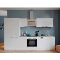 Küchenblock Malia mit Geräten ca. 310 cm Weiß - Edelstahlfarben/Graphitfarben, Basics, Holzwerkstoff/Metall (310cm) - Respekta