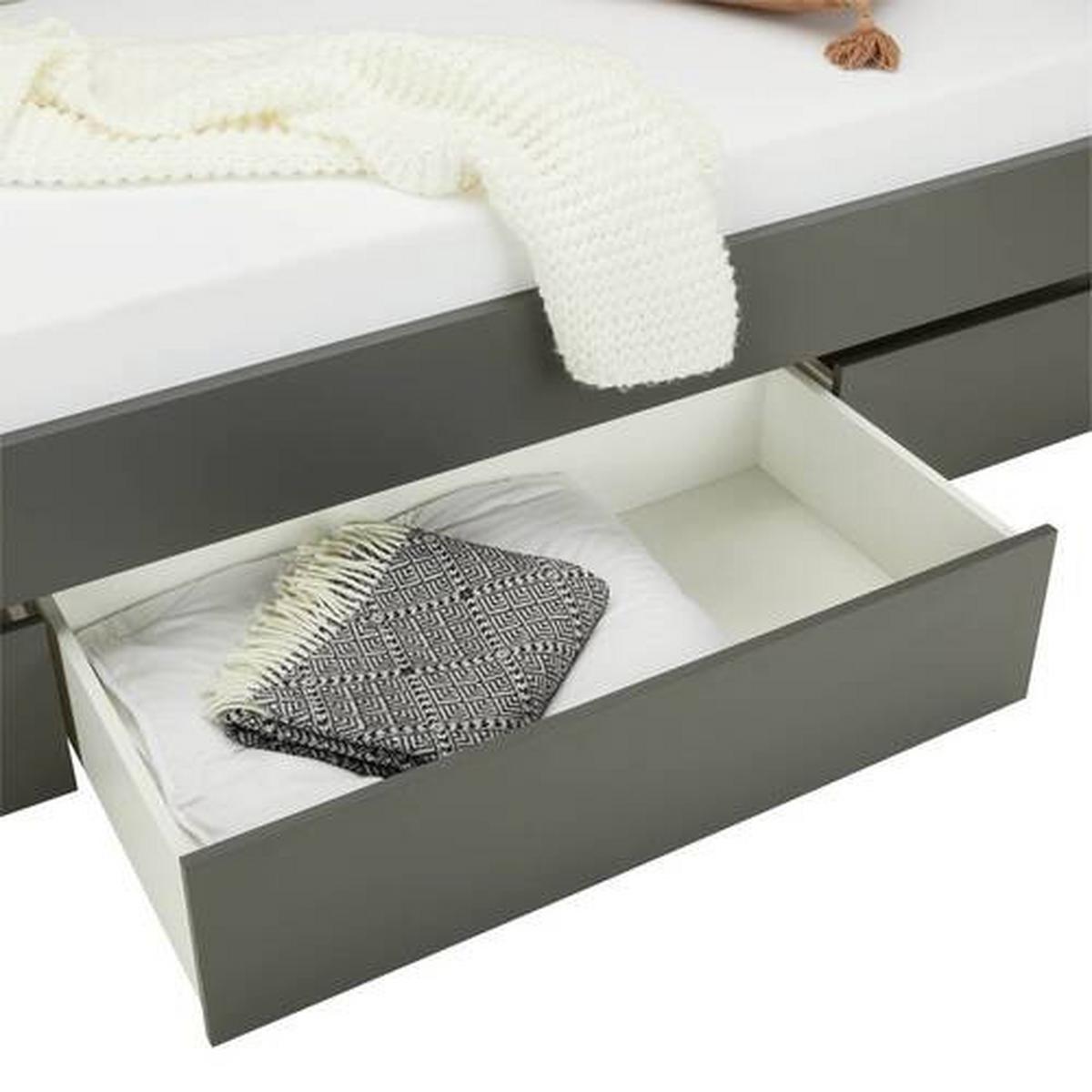 Bett in Anthrazit ca. 90x200cm - Anthrazit, KONVENTIONELL, Holzwerkstoff (94/60/204cm) - Based