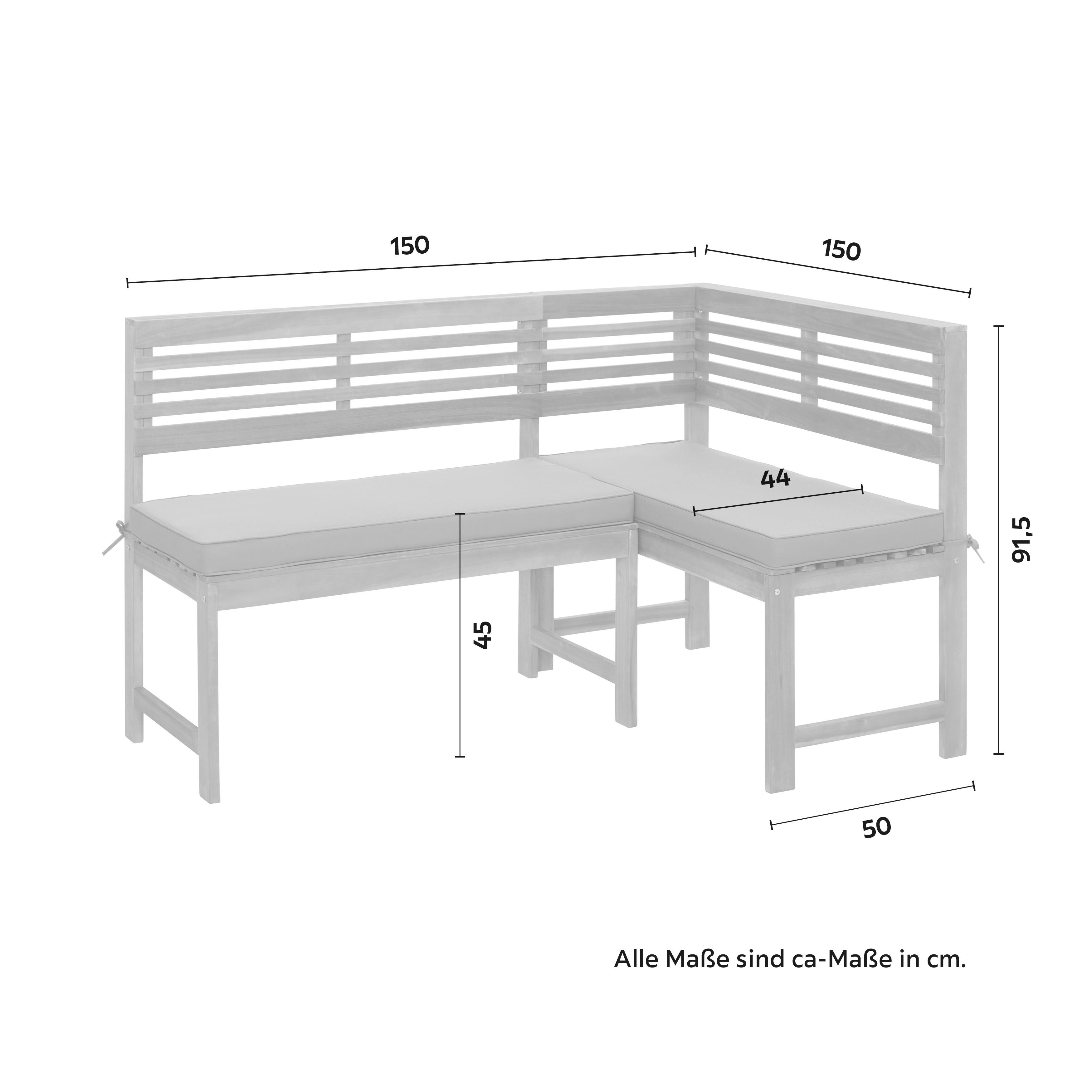 Balkonszett Lia - Szürke/Akácia színű, modern, Fa/Textil - Bessagi Garden