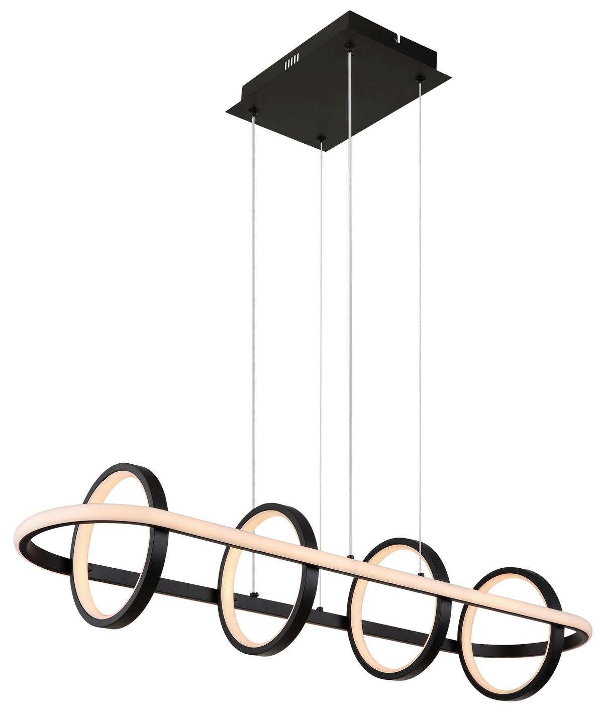 LED-HÄNGELEUCHTE 67194-60R - Opal/Schwarz, Design, Kunststoff/Metall (90/28/120cm) - Globo