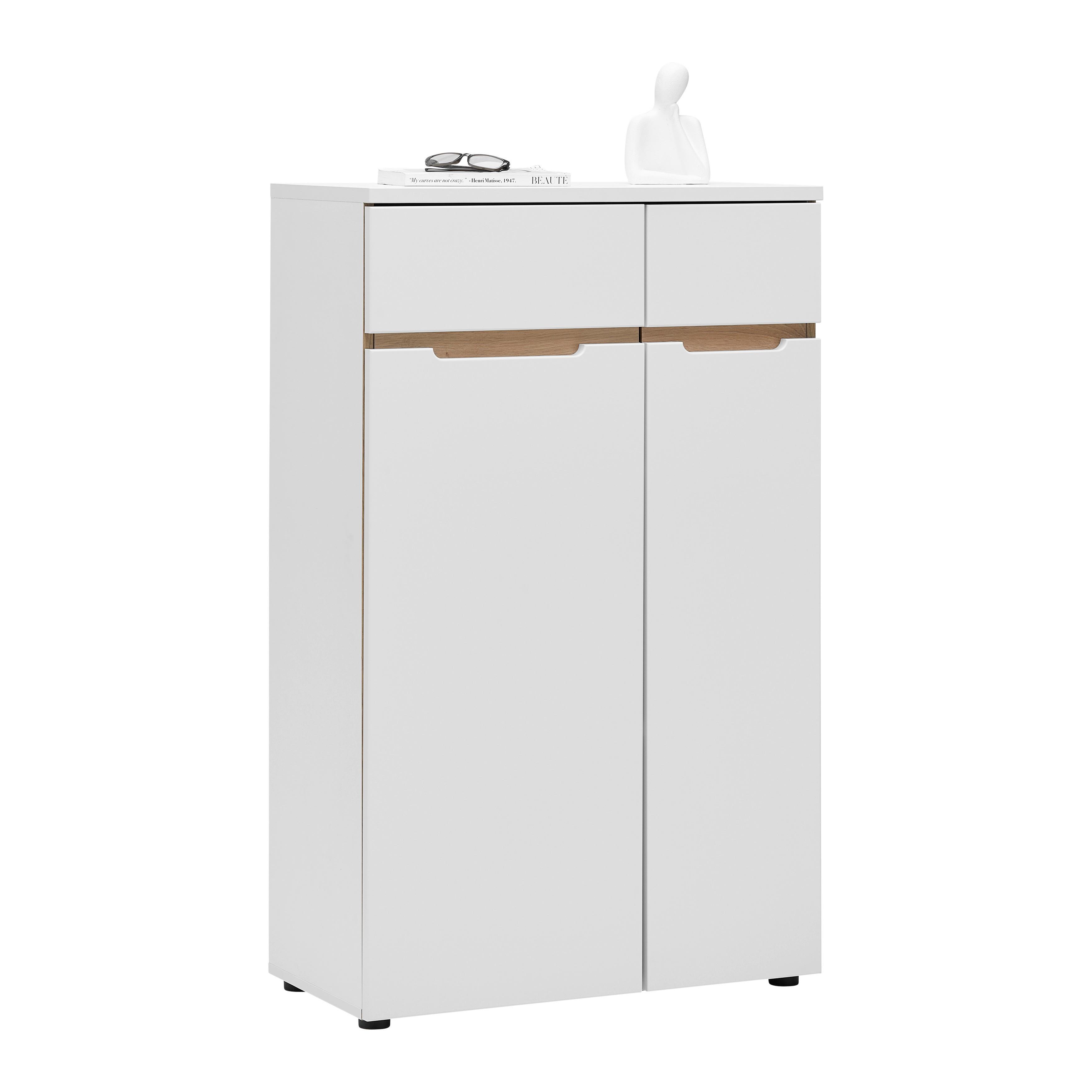 Kommode Dallas Weiß/Eiche Artisan - Schwarz/Weiß, MODERN, Holzwerkstoff/Kunststoff (75/122/38cm) - Mömax