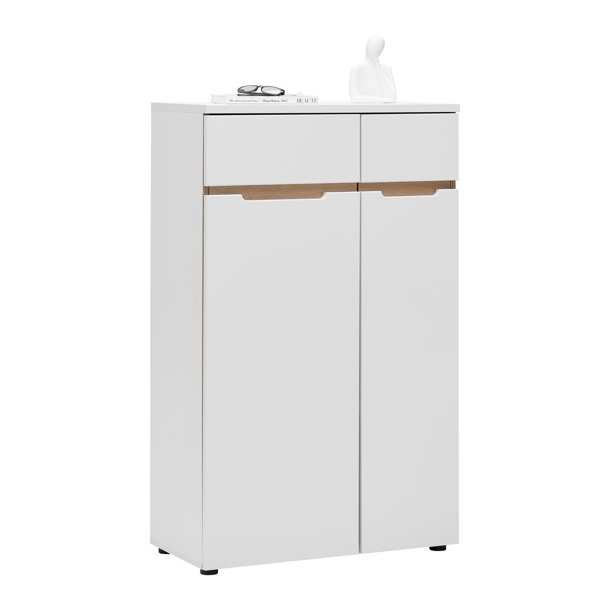 Kommode Dallas Weiß/Eiche Artisan - Schwarz/Weiß, MODERN, Holzwerkstoff/Kunststoff (75/122/38cm) - Mömax