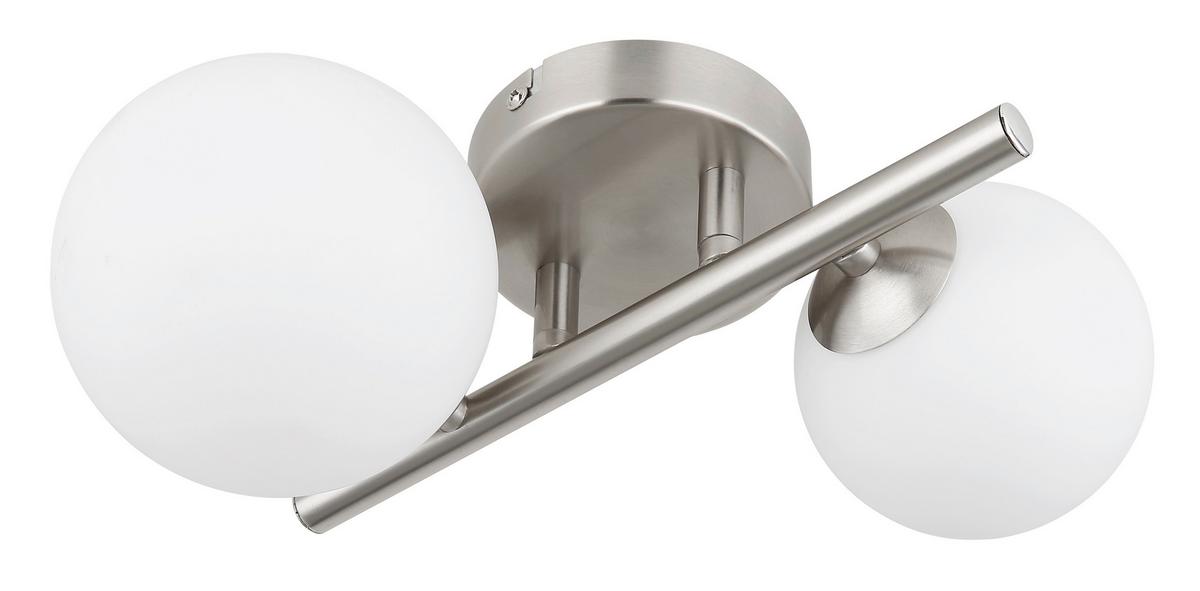 LED-Wandleuchte Riha Opal/Nickelfarben max. 3,5Watt - Opal/Nickelfarben, KONVENTIONELL, Glas/Metall (25/26/12,5cm) - Globo