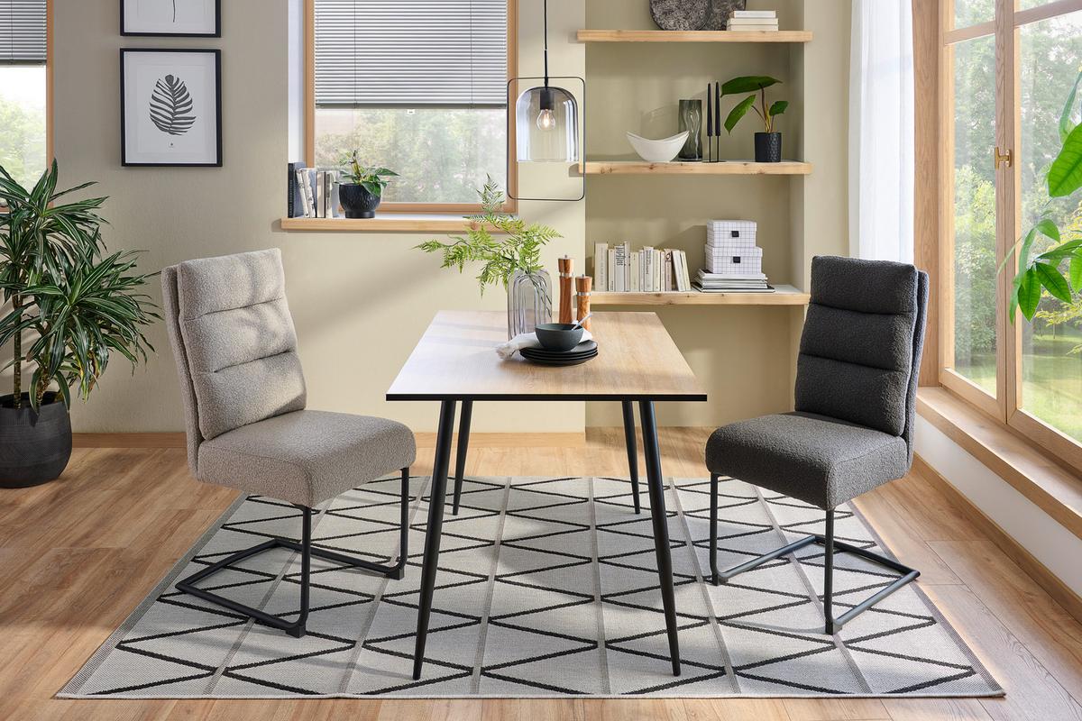 KRZESŁO NA PŁOZIE LAMPANG 3 - czarny/szary, Modern, metal/tkanina (44/102/42cm) - Livetastic