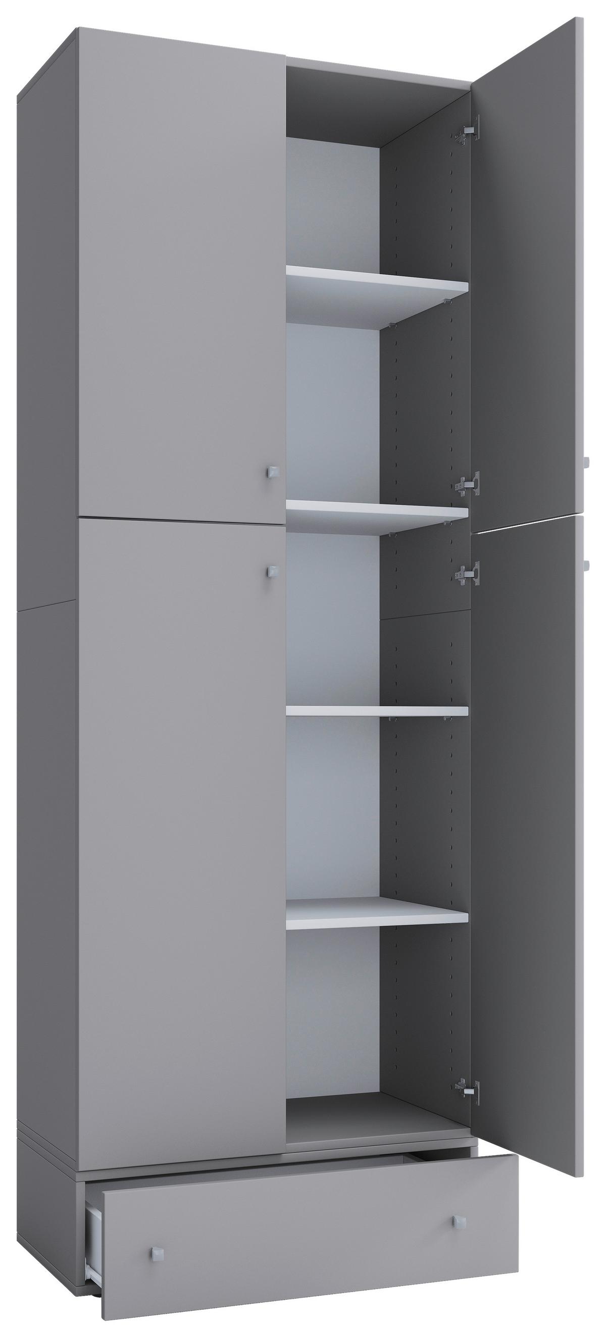 Kleiderschrank Lona XXL Grau ca. 70x200x39 cm - Grau, MODERN, Holzwerkstoff/Kunststoff (70/200/39cm) - MID.YOU