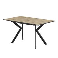 Raztegljiva Jedilna Miza Marcel, 140-180x80 - črna/barve hrasta, Moderno, kovina/leseni material (140-180/76/80cm)