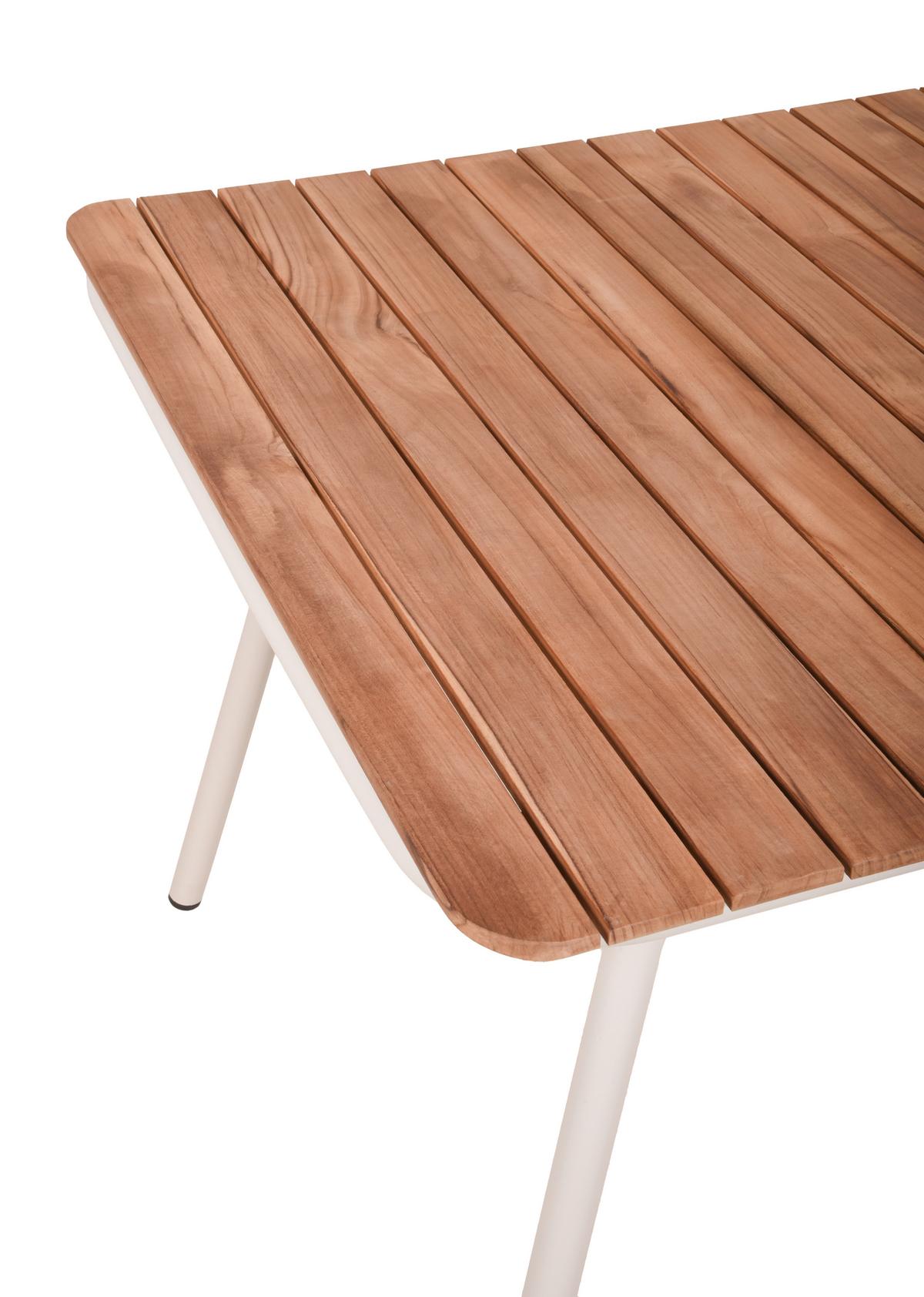 Gartentisch Carmel Teak/Weiß klappbar - Braun, Basics, Holz/Metall (150/90/74cm) - Gardenson