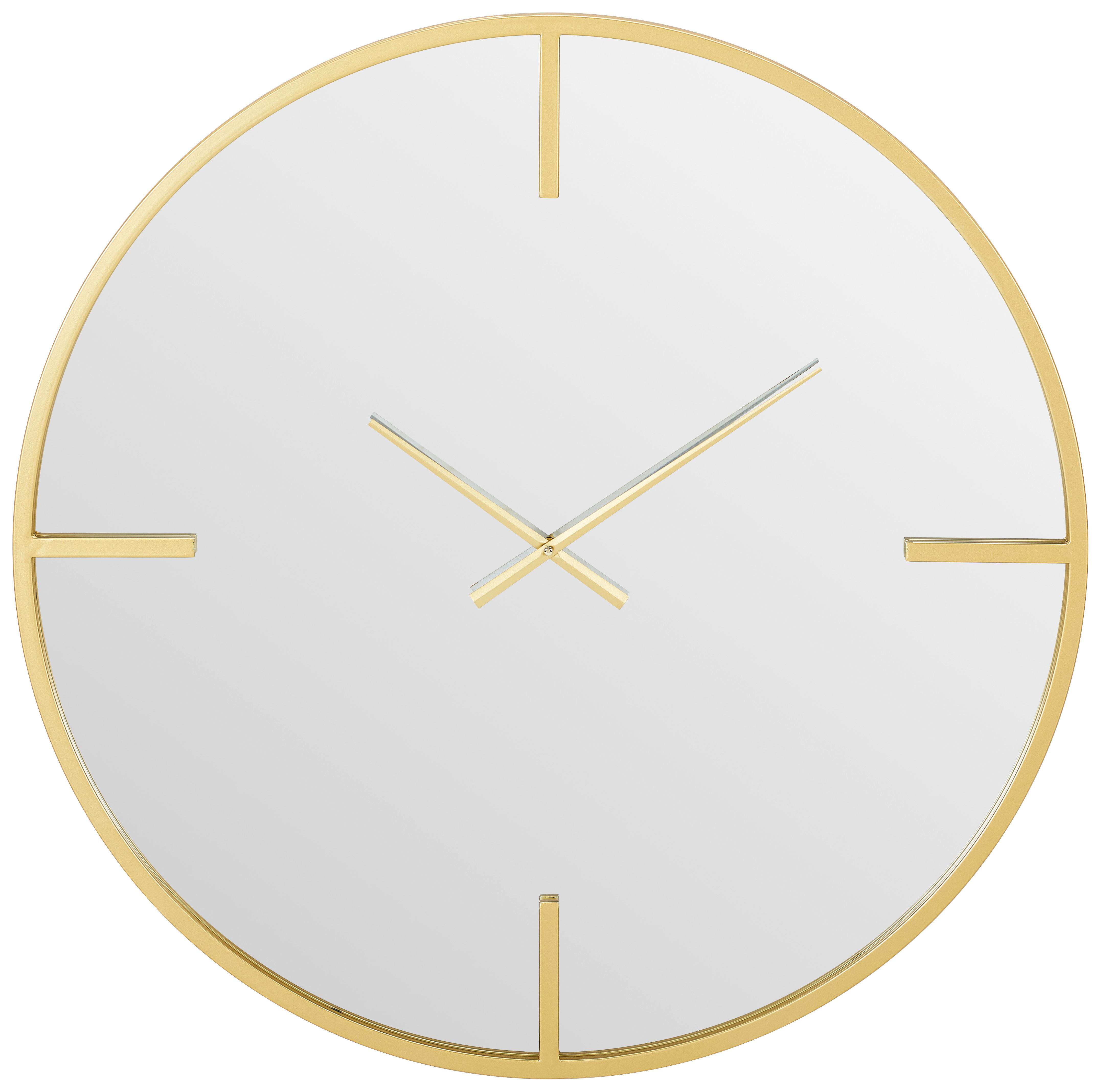 ZEGAR ŚCIENNY RUNA - kolor złoty, Design, materiał drewnopochodny/metal (80/80/4cm) - Xora