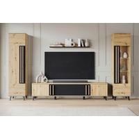 Dnevni Regal Helsinki 2, Barva Hrasta, 4-Delno - črna/hrast artisan, Trend, umetna masa/steklo (260/159,5/33cm)