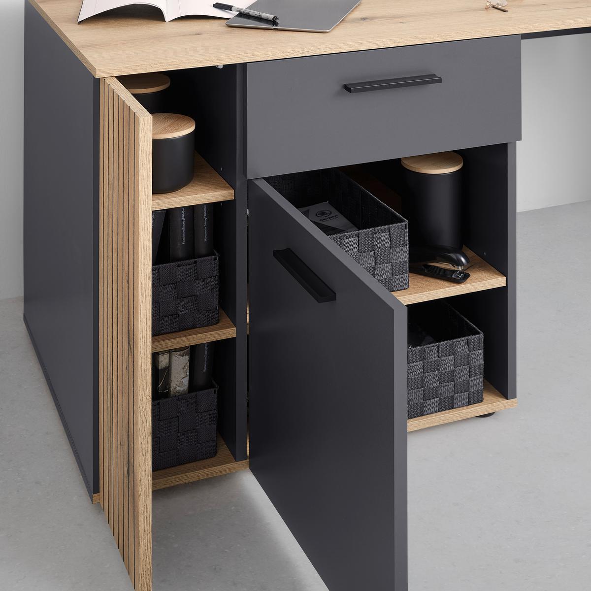 Pisalna Miza Cadix, Antracit, Barva Hrasta - črna/barve hrasta, Konvencionalno, umetna masa/leseni material (145/75/60cm) - Mömax