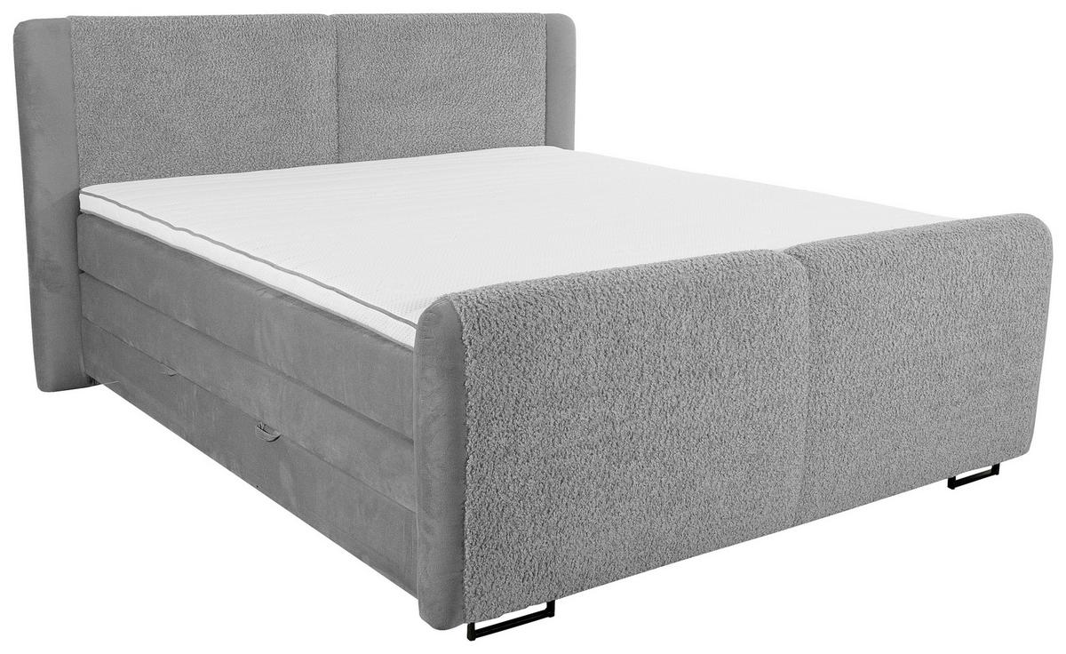 Boxspringbett Rona ca. 180x200 cm Grau - Schwarz/Grau, MODERN, Textil/Metall (180/200cm) - MID.YOU
