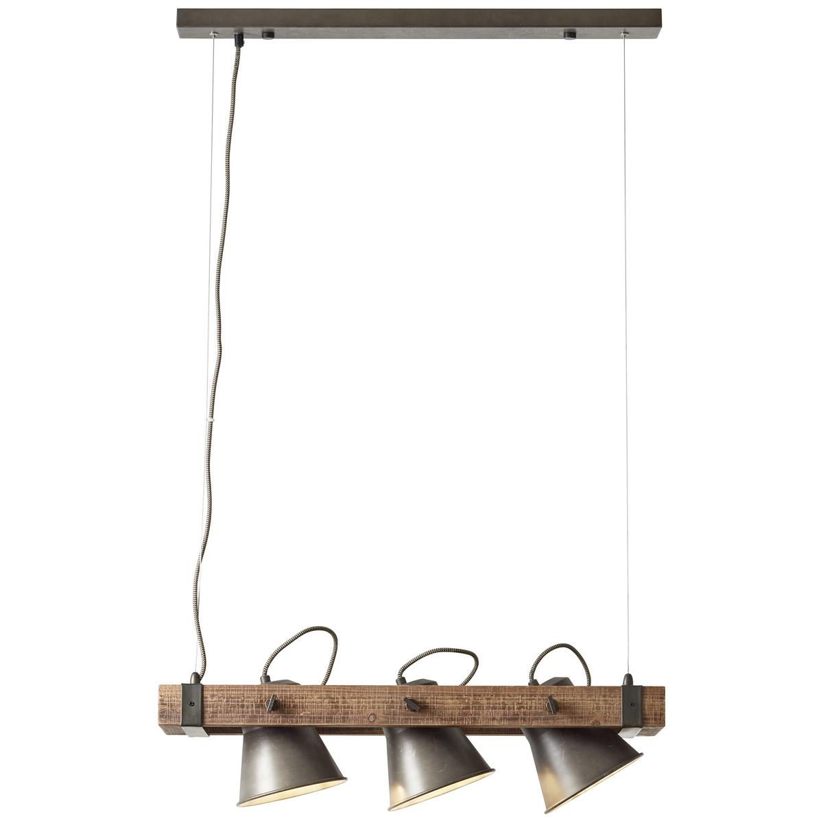 Hängeleuchte Plow in Schwarz max. 10 Watt - Schwarz, Design, Holz/Metall (70/115cm) - Brilliant