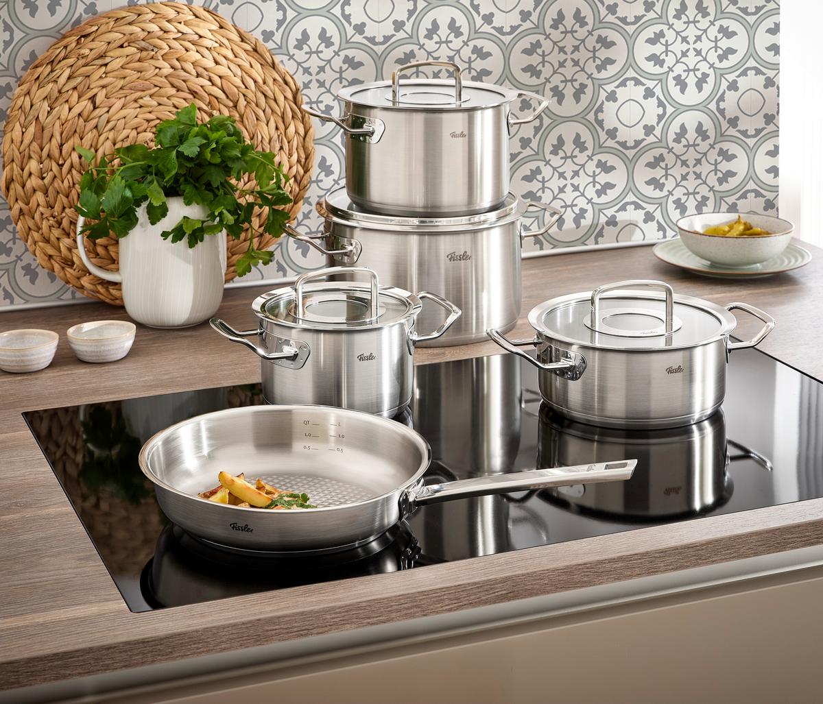 ZESTAW GARNKÓW 084-379-05-000/0 FISSLER - kolor srebrny, Basics, metal/szkło - Fissler