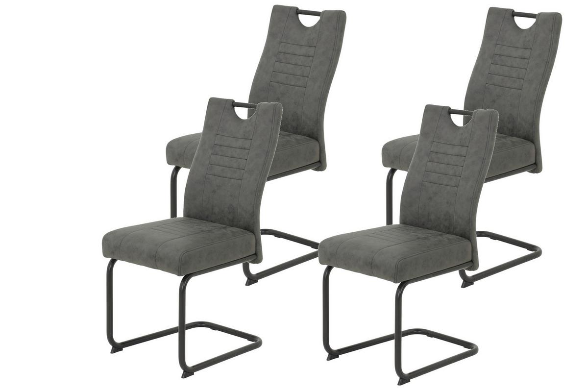 SCHWINGSTUHL-SET JUPITER S 4ER-SET - Anthrazit/Schwarz, MODERN, Textil/Metall (45/94/60cm) - MID.YOU