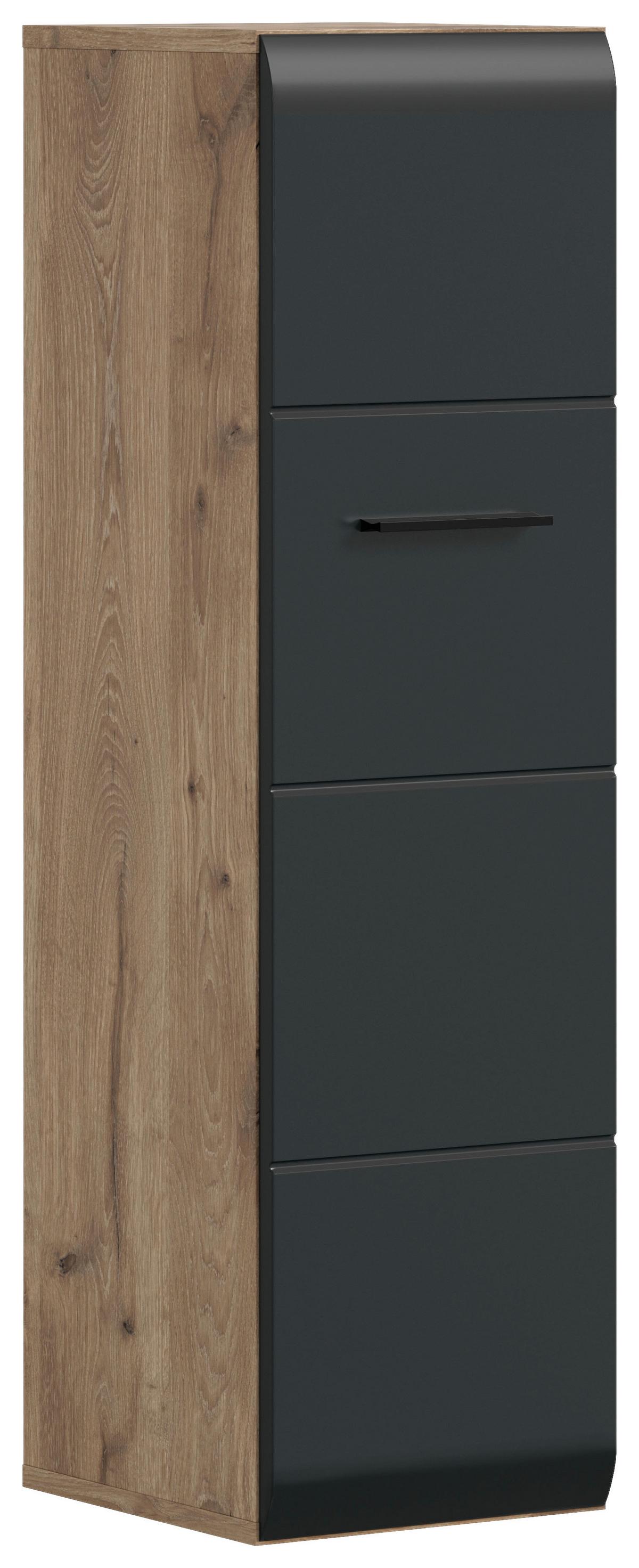 MIDISCHRANK ICE - Eiche dunkel/Schwarz, Basics, Holzwerkstoff/Kunststoff (30/106/30cm) - MID.YOU