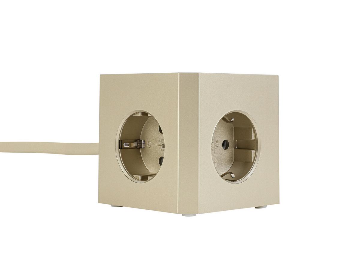 KOSTKA ZASILAJĄCA PLUG BOX - kolor złoty, Basics, tworzywo sztuczne (7,5/7,5/7,5cm) - Mican