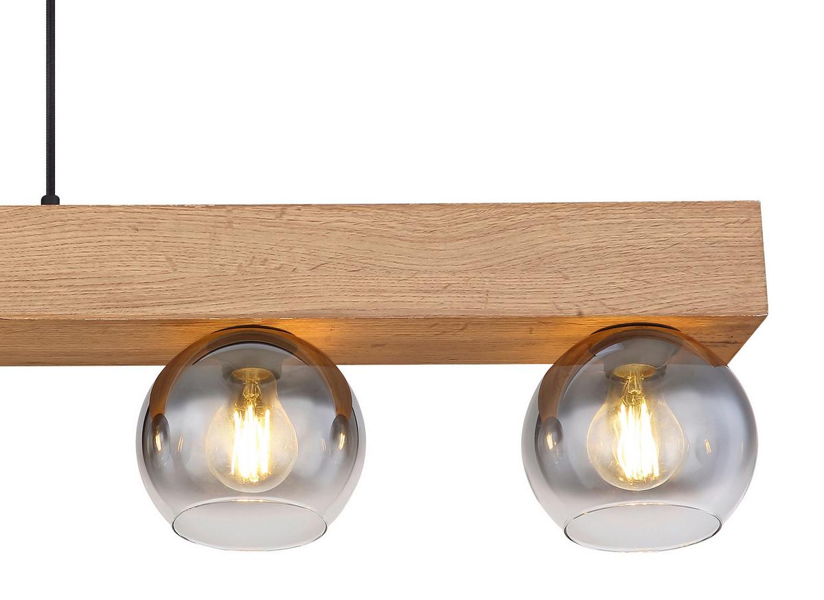 Hängeleuchte Moitas max. 40 Watt - Schwarz/Naturfarben, Natur, Glas/Holzwerkstoff (115/15/120cm) - Globo
