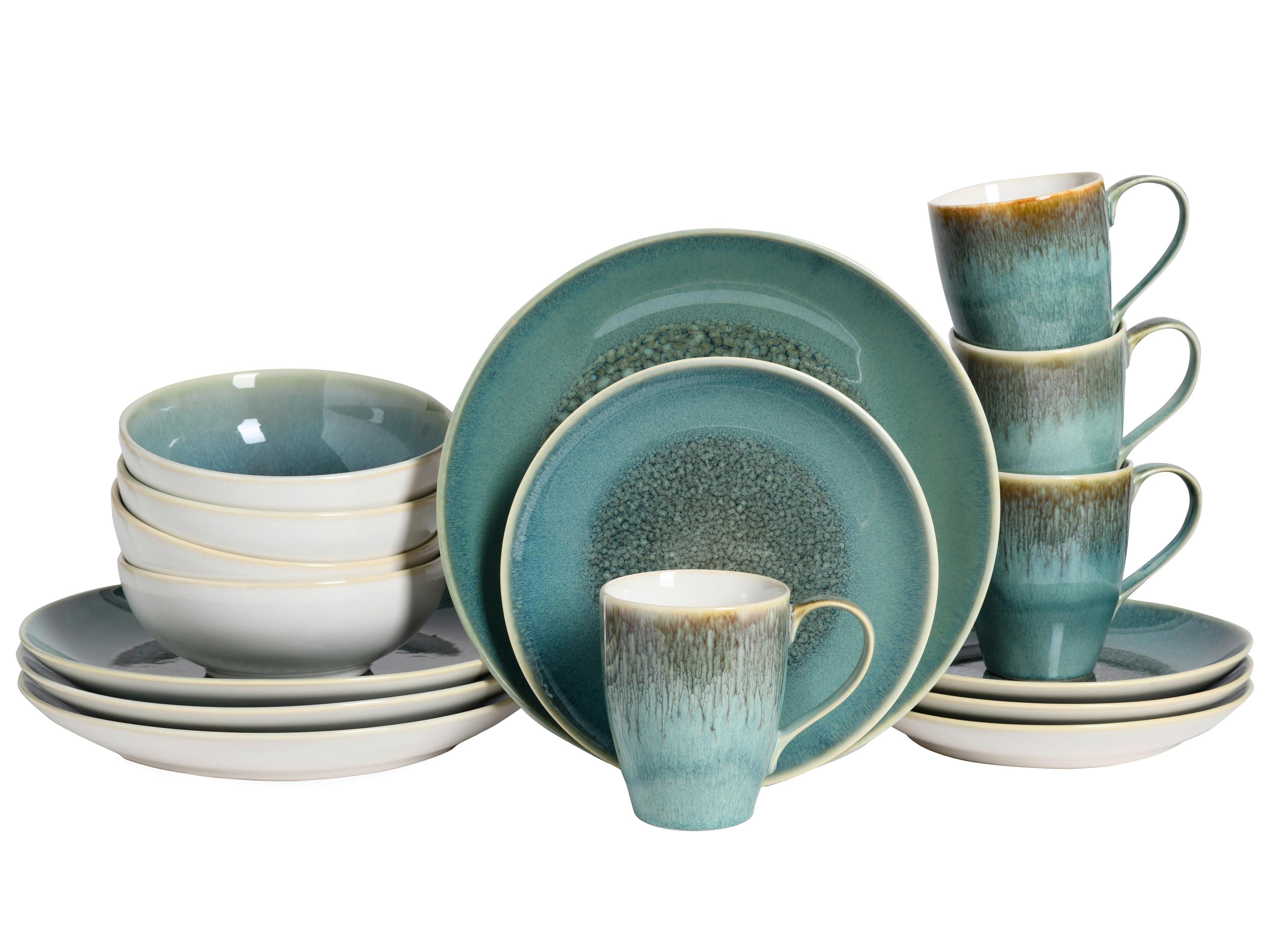 Kombinirani Servis Caldera Grün, 16-Delni - zelena/bela, Basics, keramika - Creatable