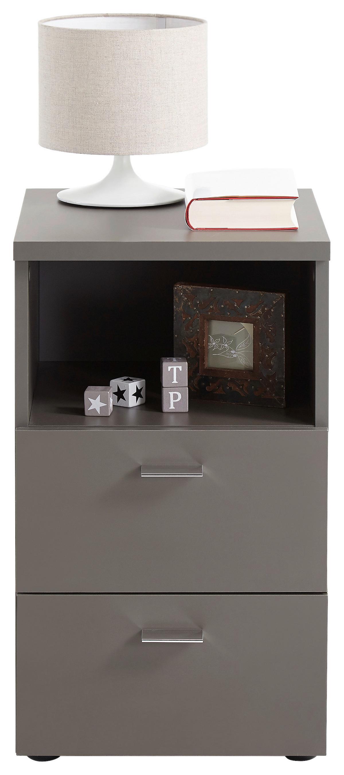 SZAFKA NOCNA COLIMA 1 - czarny/szary, Basics, materiał drewnopochodny/tworzywo sztuczne (35/62/40cm) - Carryhome