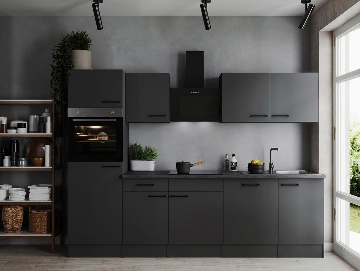 Kuhinjski Blok Z Aparati Oliver, 280cm - temno siva/črna, Design, kovina/leseni material (280cm) - Respekta