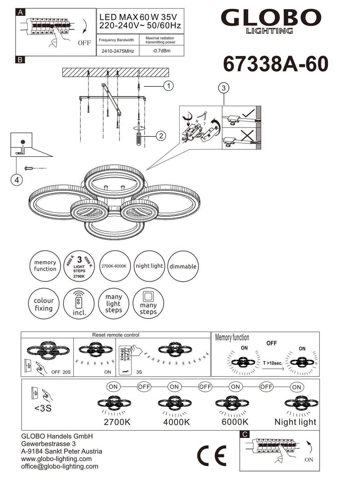 Led Stropna Svjetiljka Kora - bijela/prozirno, Design, metal/plastika (78/56/12cm) - Globo