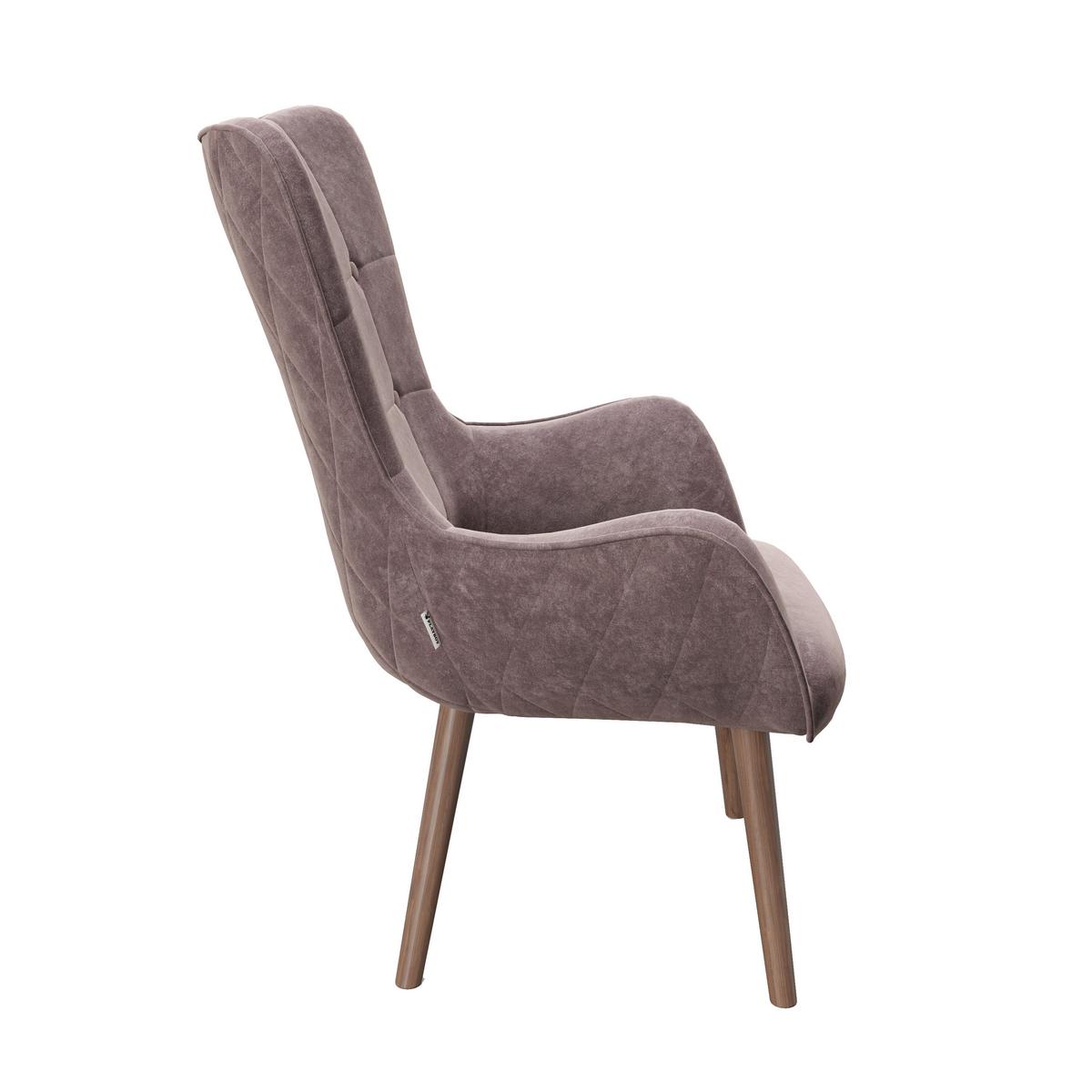 PLAYBOY Ohrensessel Bridget Samt Rosa - Rosa/Braun, KONVENTIONELL, Holz/Textil (68/99/77cm) - Playboy