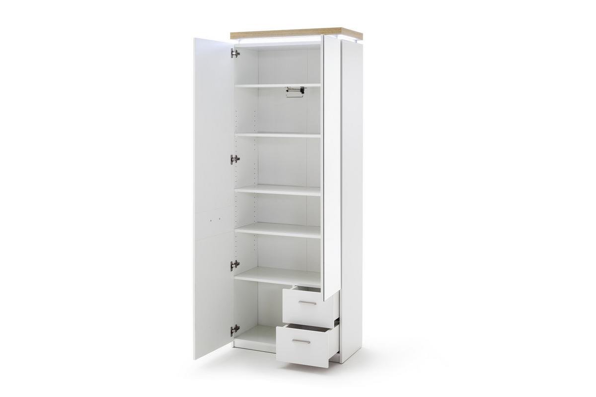 Garderobenschrank Cali in Weiss - Weiss/Eichefarben, Modern, Holzwerkstoff/Metall (75/201/38cm) - Premium Living