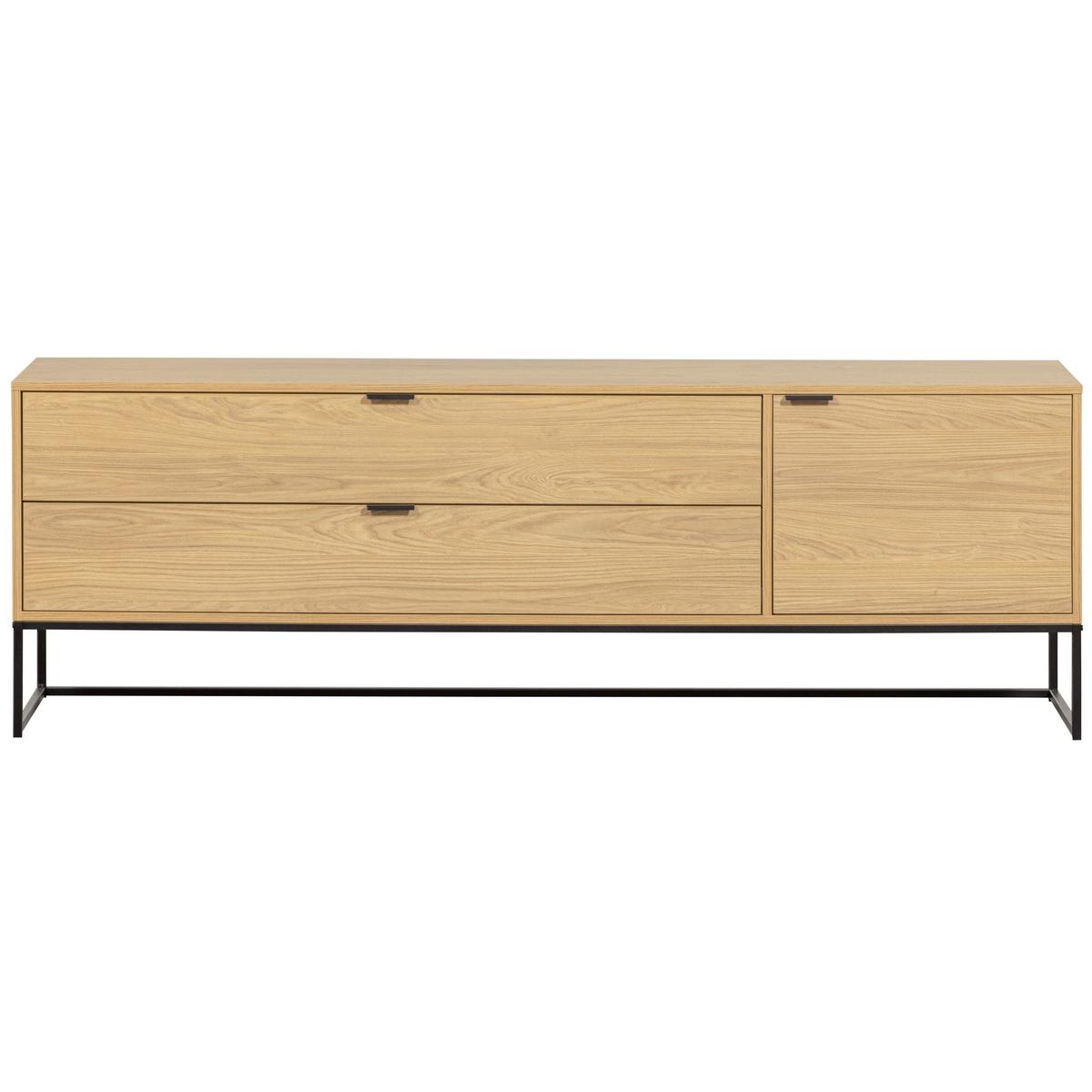 Lowboard Silas Eichefarben B: 180cm - Eichefarben/Schwarz, Design, Holz/Metall (180/61/44cm) - Livetastic