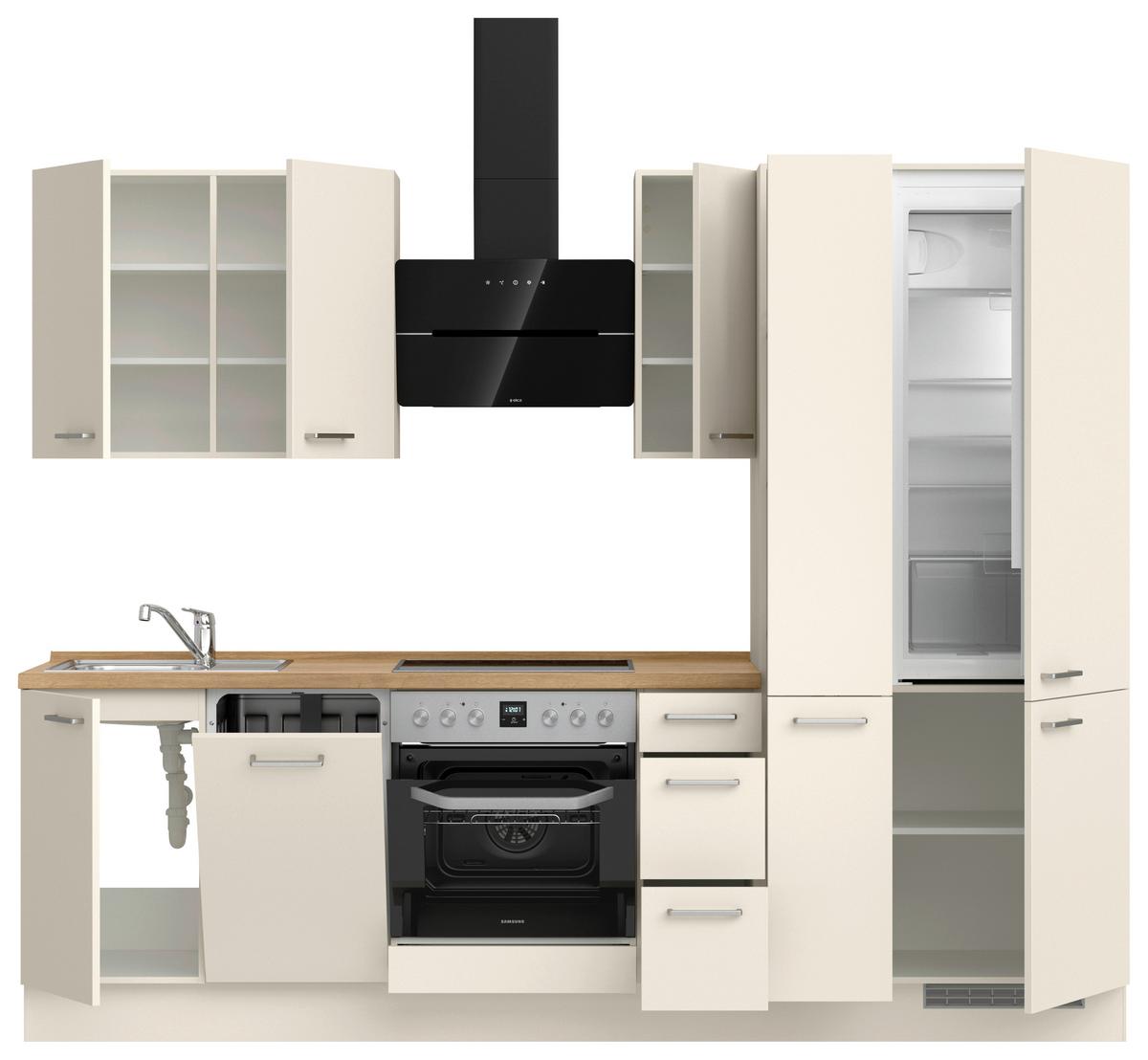 Küchenblock Touch High m. Geräten Magnolie - Edelstahlfarben/Eichefarben, MODERN, Holzwerkstoff/Metall (270cm) - Nobilia