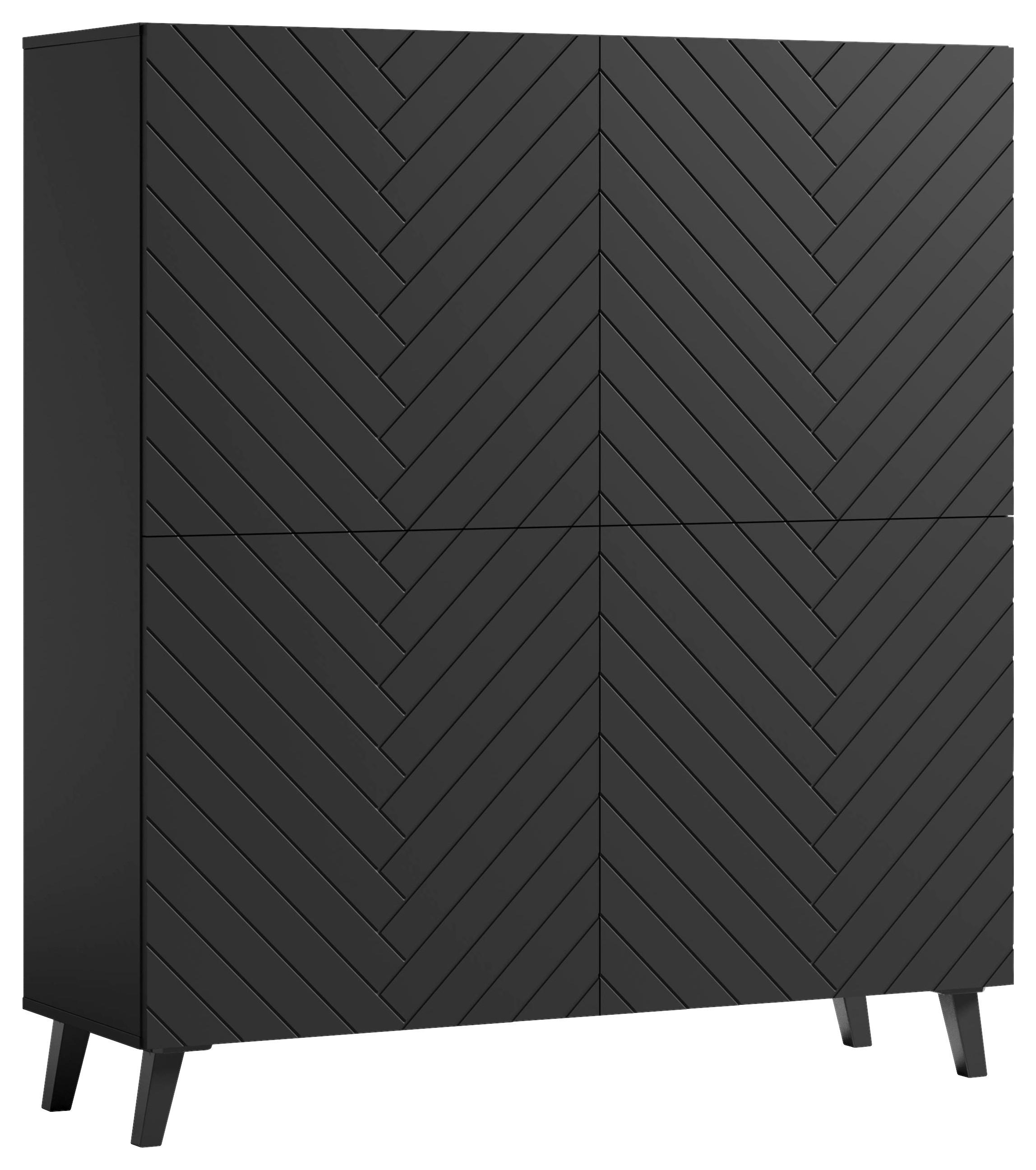 Visoka Komoda Phuket, Črna - črna, Design, umetna masa/leseni material (120/132/39,1cm) - Livetastic
