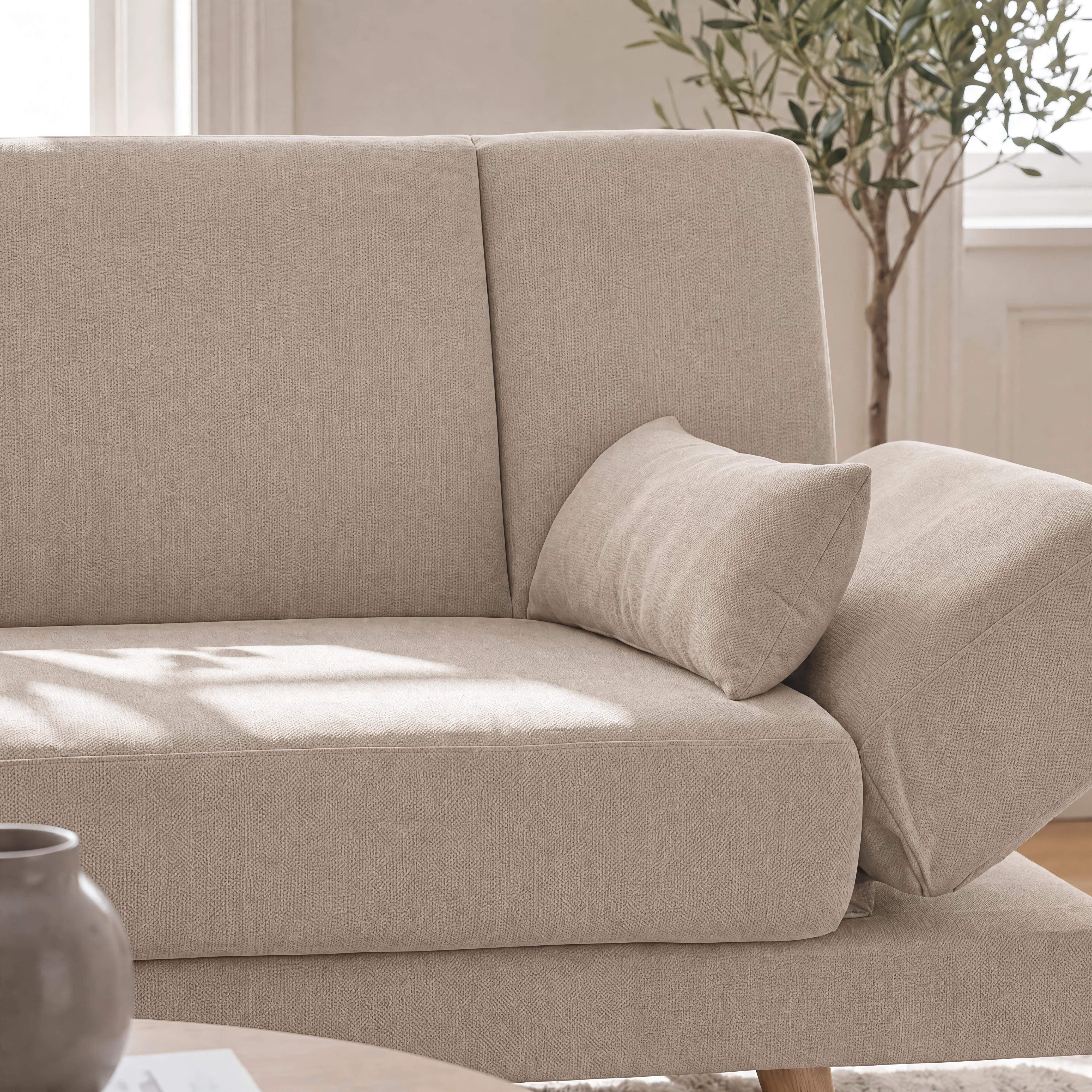 BÄDDSOFFA FUNKY - beige/lerfärgad, Modern, trä/textil (183/73/79cm) - Bessagi Home