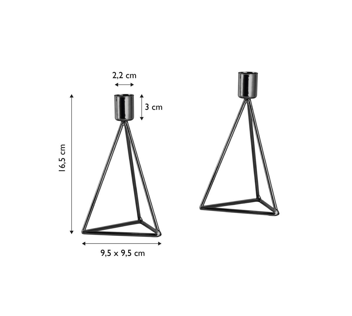 Kerzenhalter-Set Schwarz - Schwarz, Basics, Metall (9,5/16,5cm) - Echtwerk