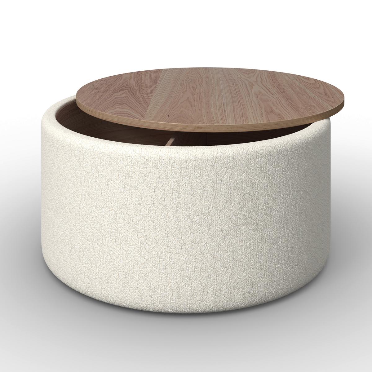 Couchtisch mit Stauraum Elliot Bouclé Weiß - Naturfarben/Weiß, MODERN, Holz/Holzwerkstoff (70/35cm) - Bessagi Home