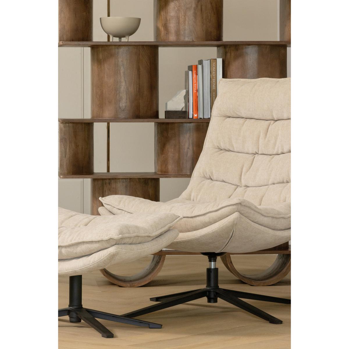 SESSELSET Kube Naturfarben B: 77cm - Schwarz/Naturfarben, Design, Textil/Metall (77/97/69cm) - Livetastic