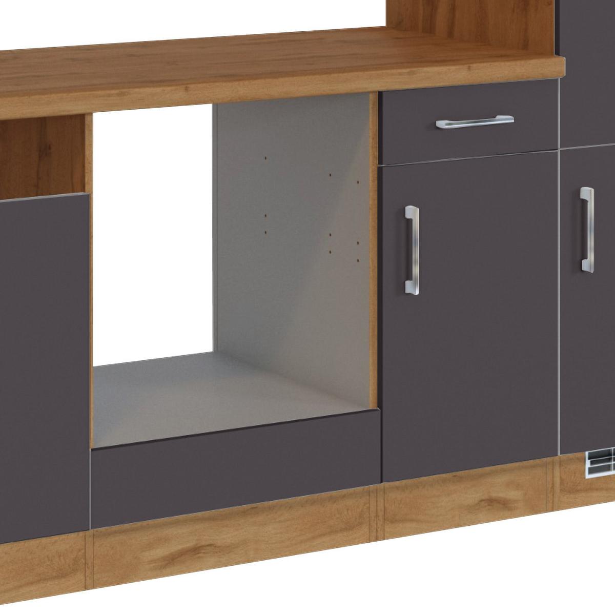Küchenblock 'Sorrento' , Anthrazit - Chromfarben/Anthrazit, MODERN, Holzwerkstoff/Metall (210cm) - Held
