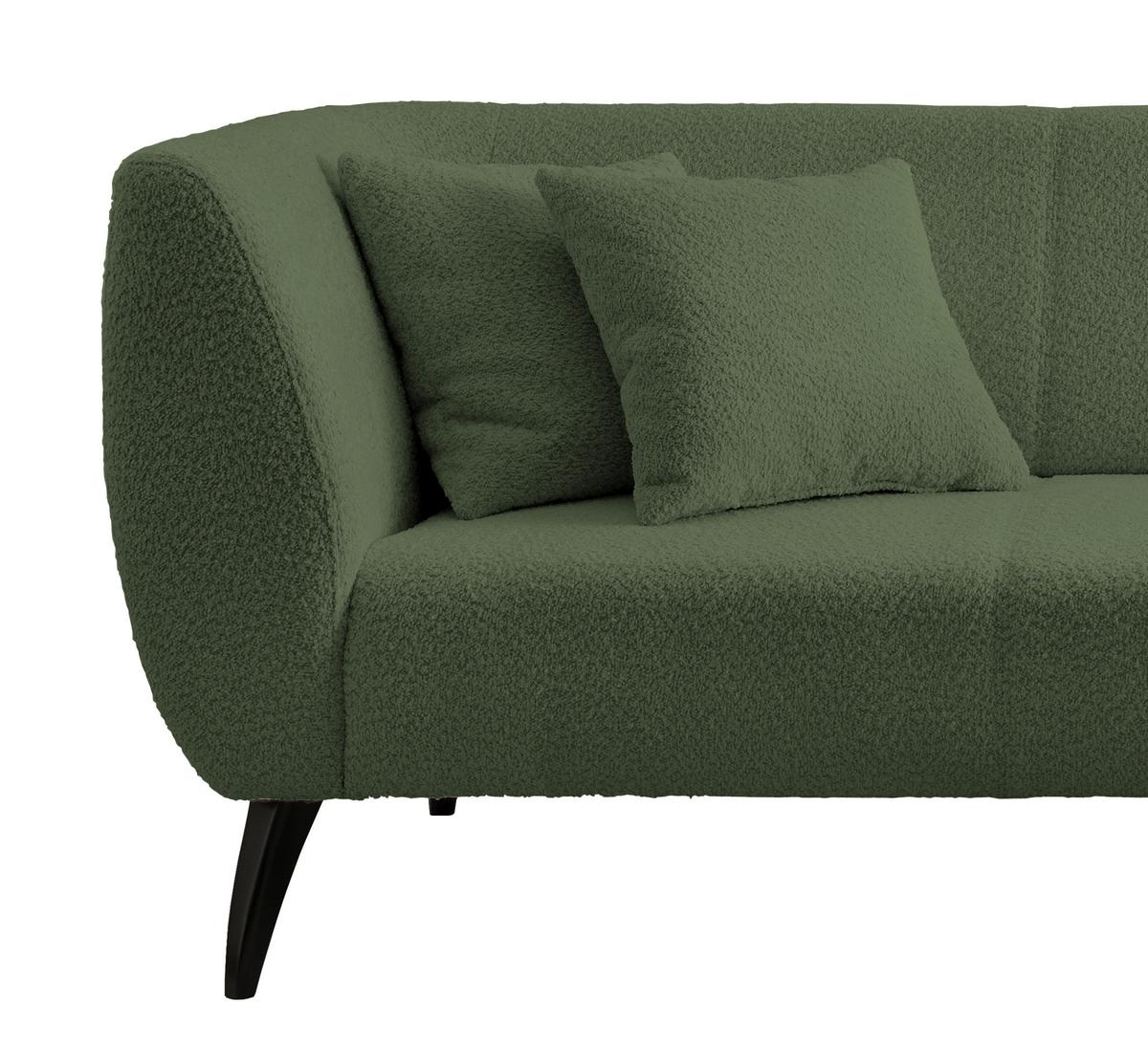 Wohnlandschaft Colori Dunkelgrün Bouclé - Dunkelgrün/Schwarz, MODERN, Holz/Textil (264/160cm) - MID.YOU