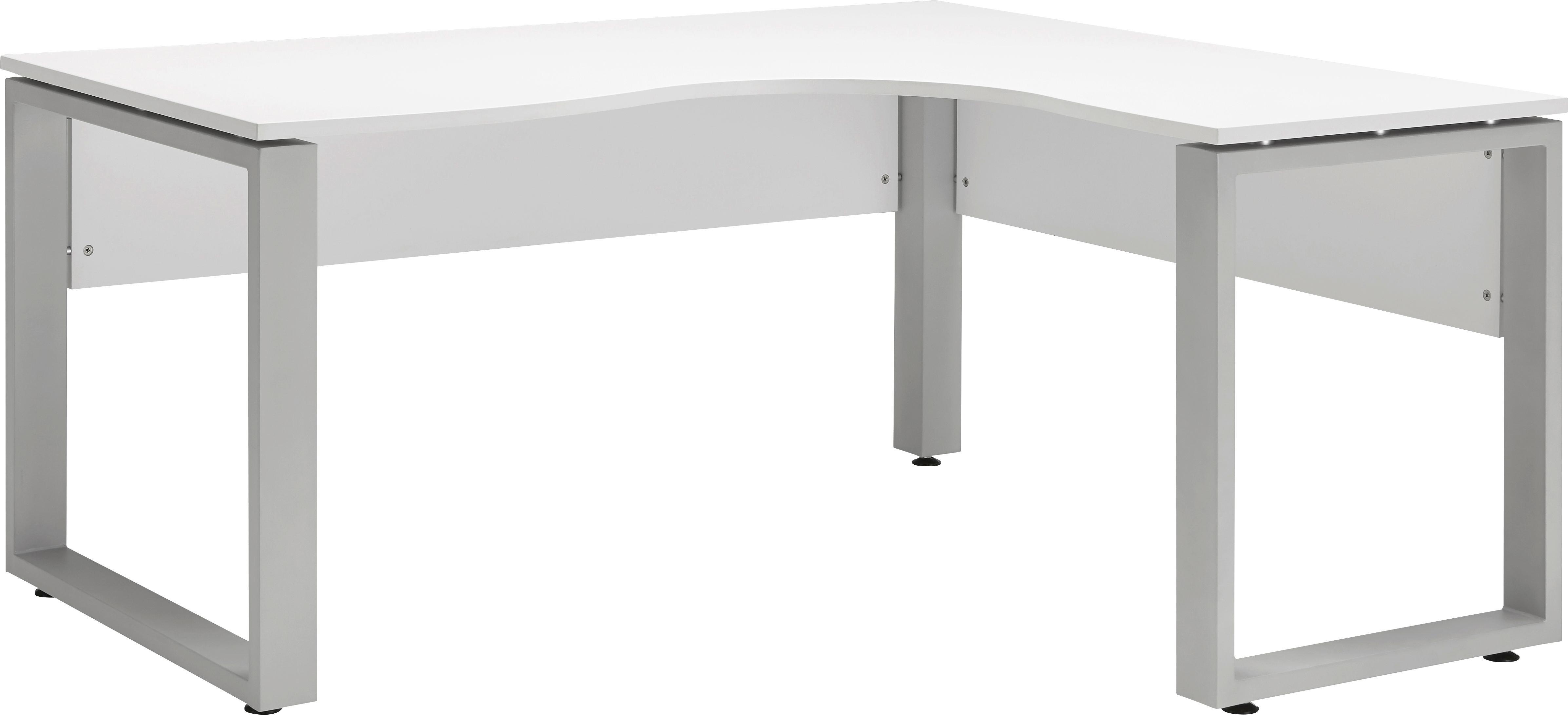 Eckschreibtisch in Weiß - Alufarben/Weiß, MODERN, Holzwerkstoff/Metall (160/75/140cm) - Mömax modern living