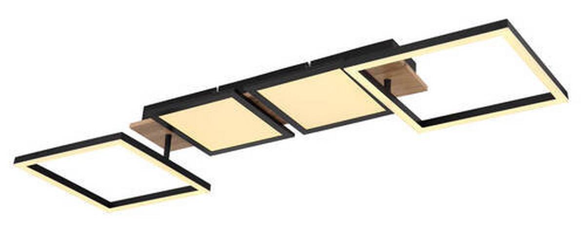 LED-Deckenleuchte Bossy max. 36 Watt - Dunkelbraun/Opal, Design, Holzwerkstoff/Kunststoff (100/27/11cm) - Globo