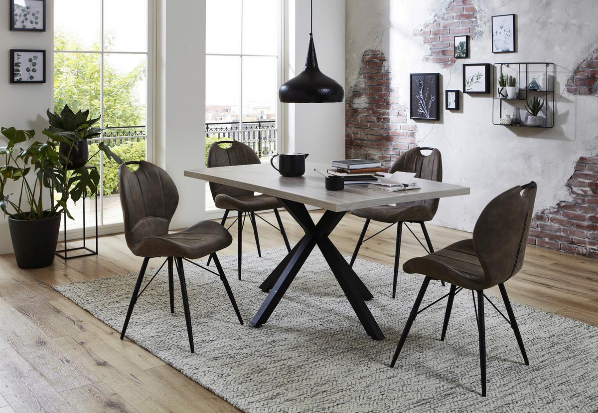 Stuhlset Kate S 2er-Set ca. 50x86 cm Schlammfarben - Schlammfarben/Schwarz, MODERN, Textil/Metall (50/86/56cm) - MID.YOU