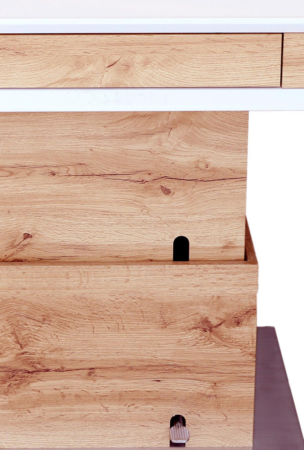 Klubska Miza Kopenhagen, Hrast, Bela, Nastavljiva - barve nerjavečega jekla/barve hrasta, Moderno, kovina/leseni material (130/49-78/70cm)