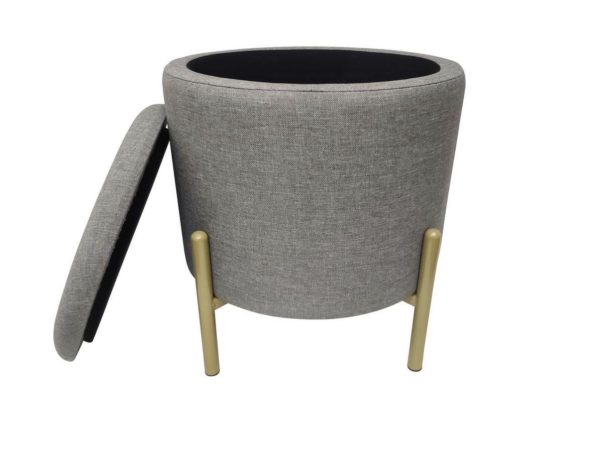 Hocker Logan Grau Samt mit Stauraum - Goldfarben/Grau, Design, Textil/Metall (36/40/36cm) - Echtwerk
